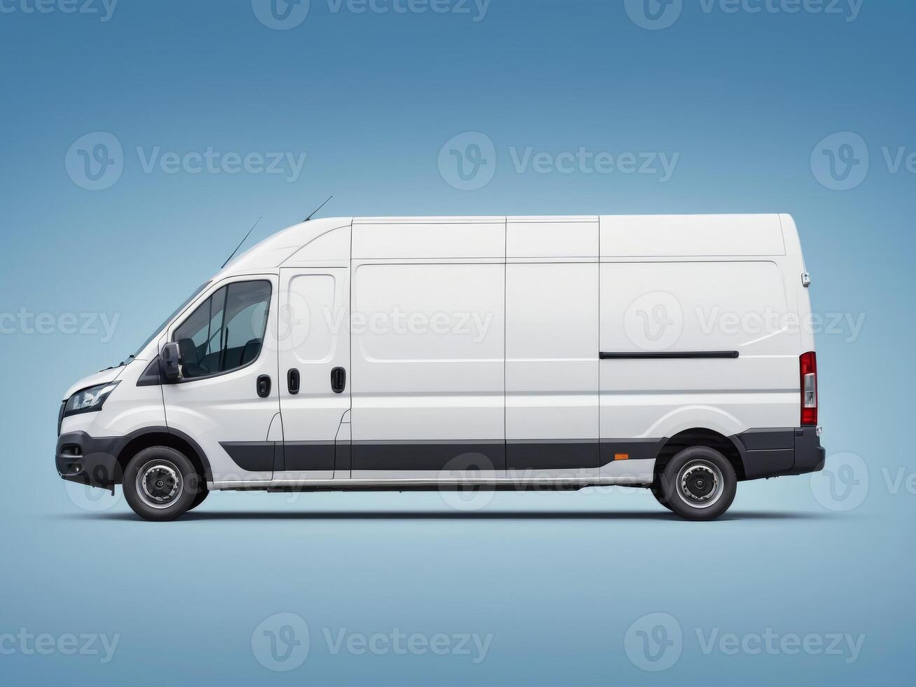 Delivery van. delivery service car isolated on blue background. photo