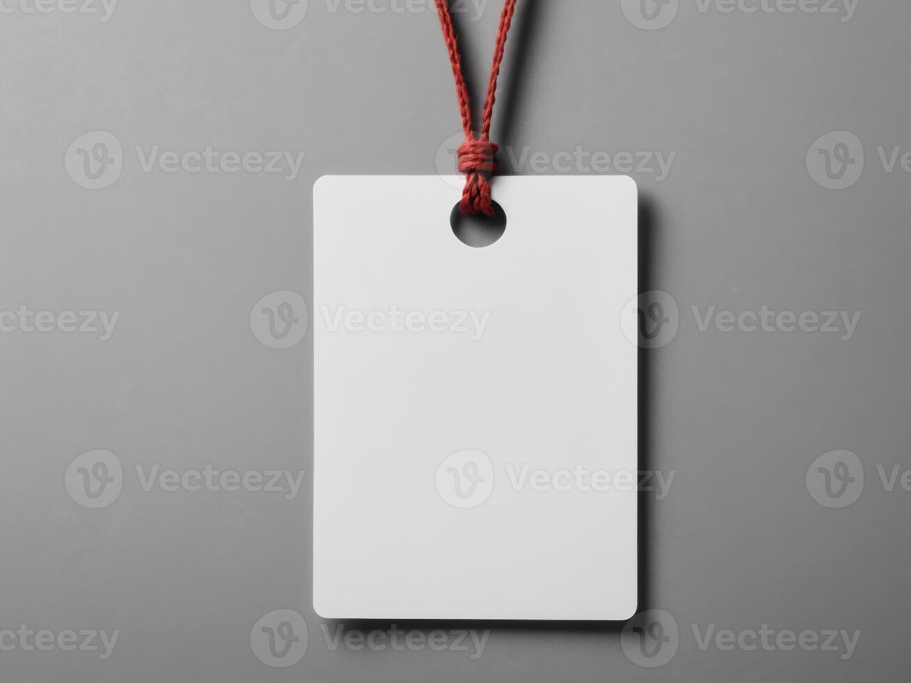 White Paper Price Label With String Isolated on gray background. photo