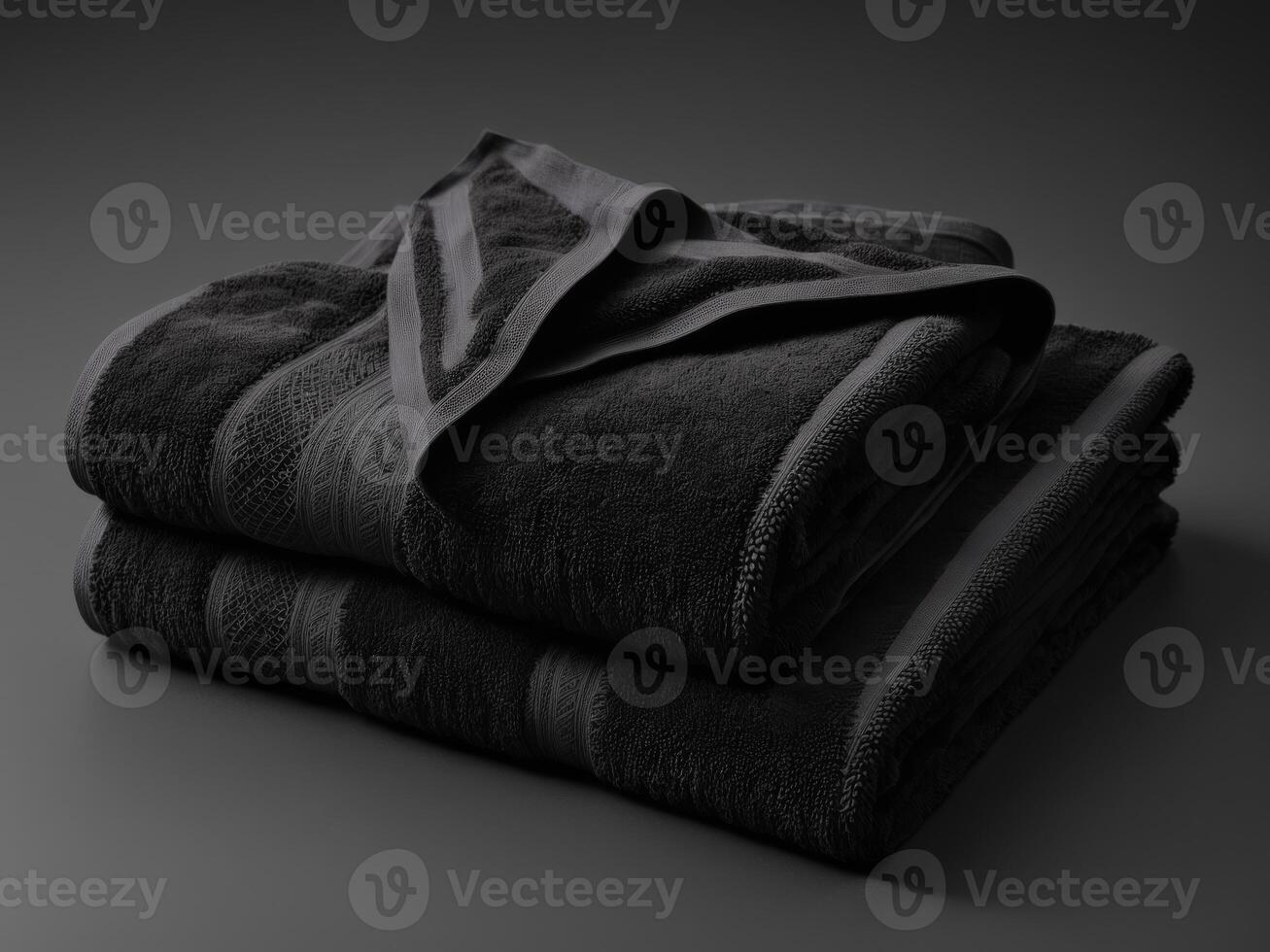 neatly folded black towel isolated on white background. photo