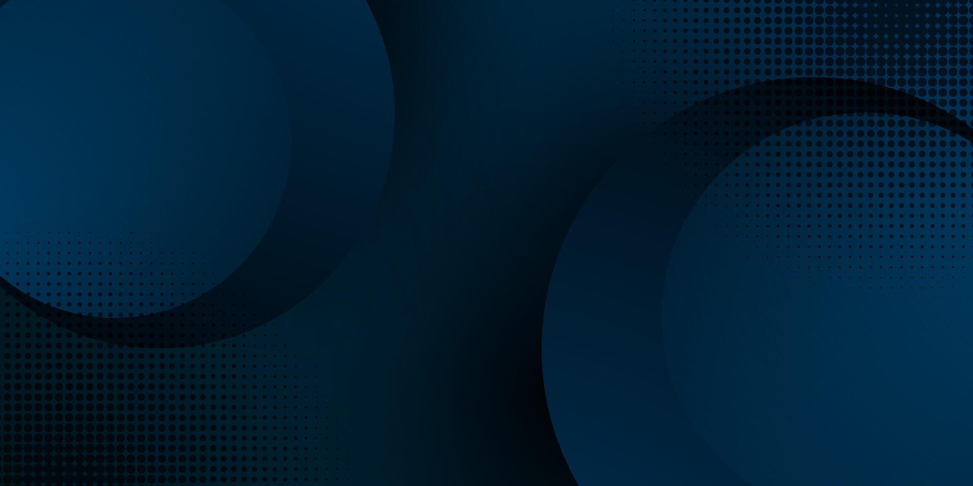 Dark blue abstract geometric 3D background. Blue elements with circle gradient pattern. Dynamic shapes composition vector