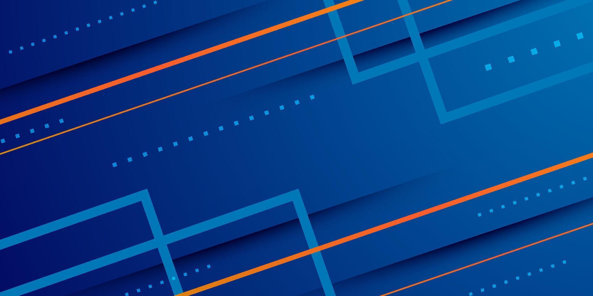 Abstract dark blue background with shadow and orange lines pattern . 3d look and cool design vector