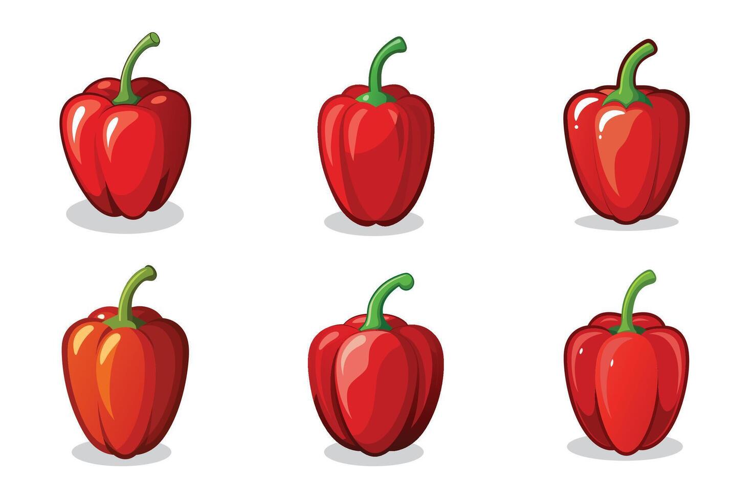 set of red peppers isolated on a white background vector