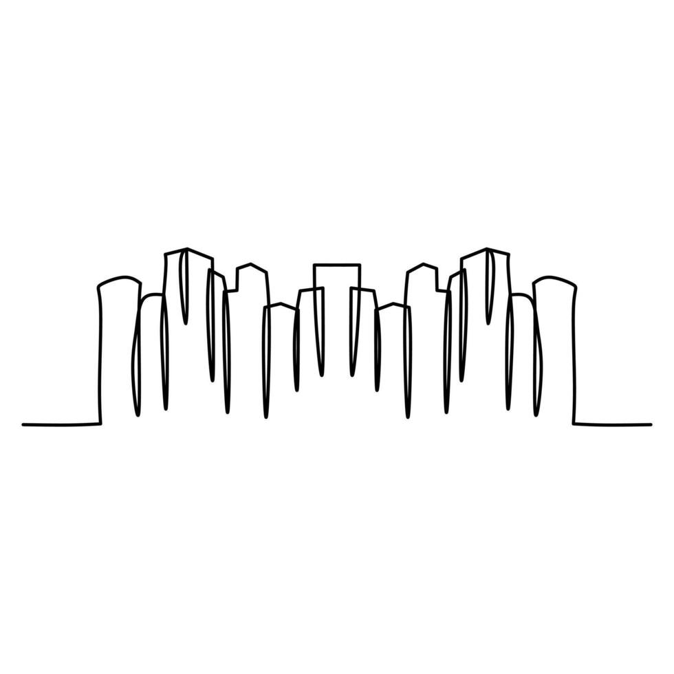 Building city continuous line vector