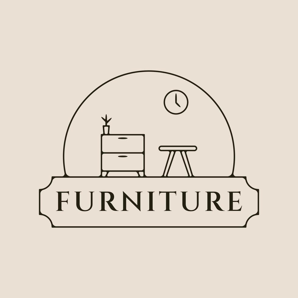 furniture line art logo icon and symbol minimalist style illustration design. vector