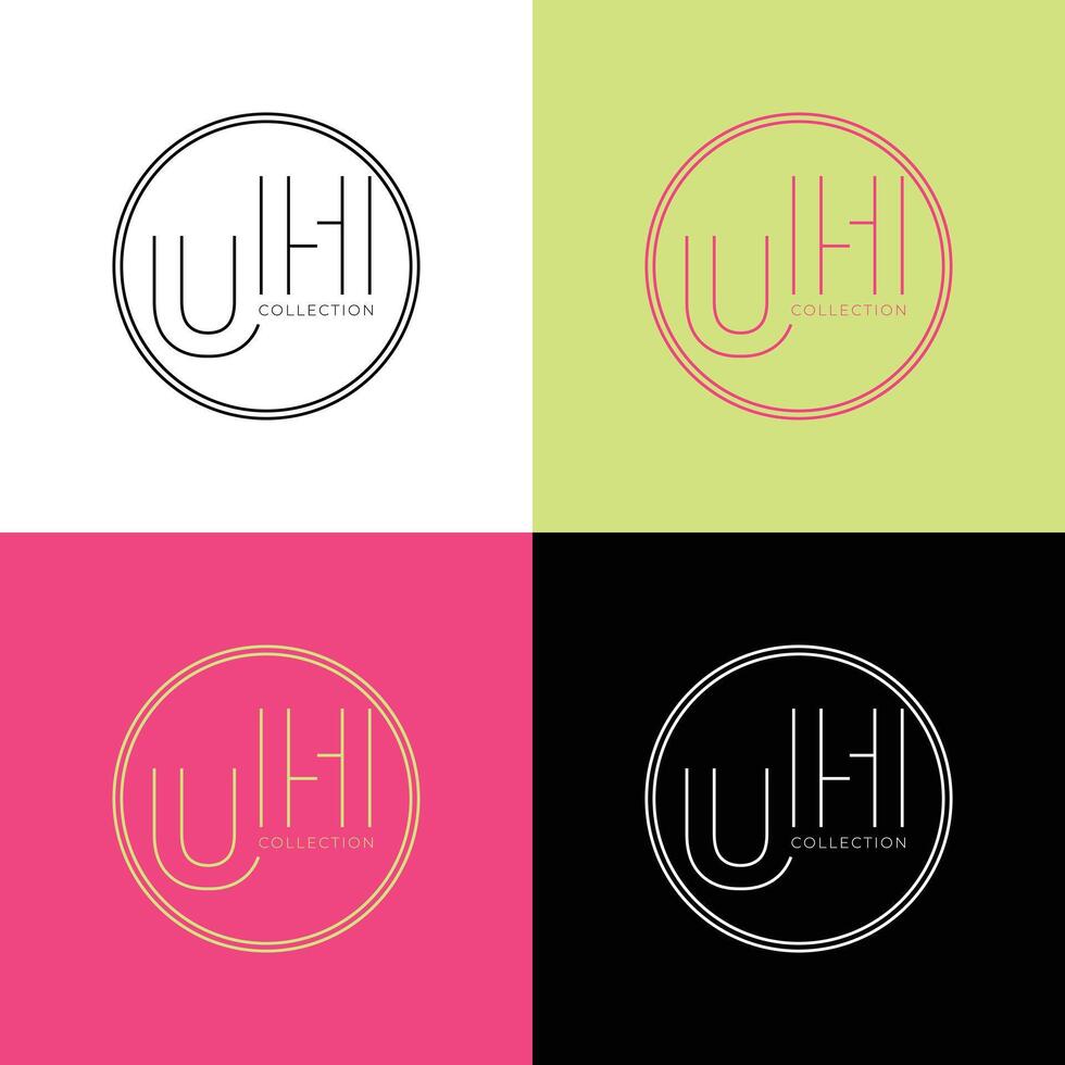 Alphabet letter HU UH logo icon design with black color white background element. vector