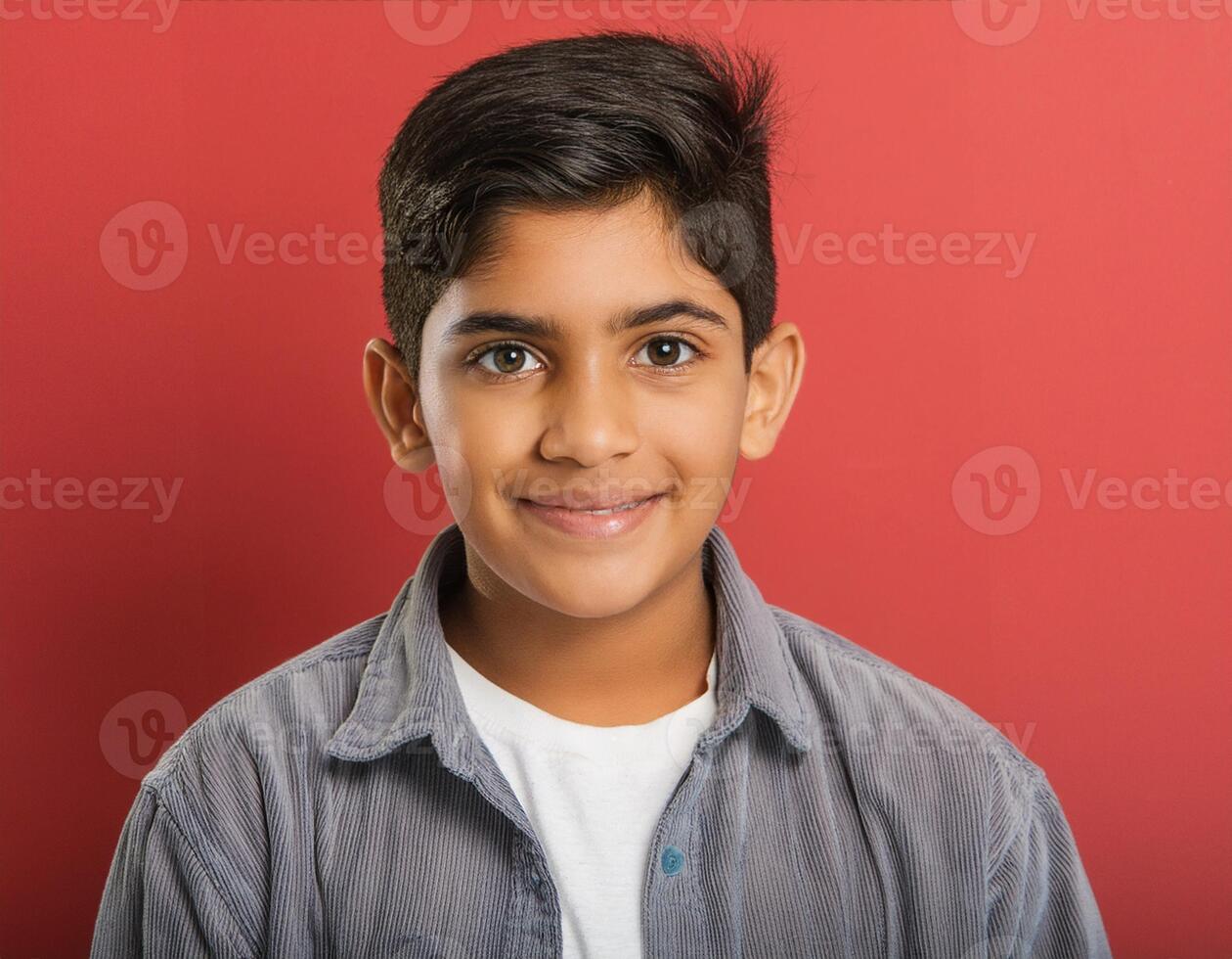 A boy 15 years old looking at the camera with excited face expression photo