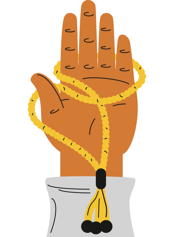 muslim hand holding wooden beads praying png