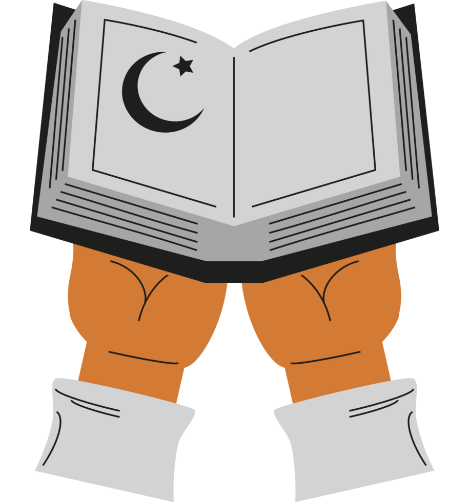 man hands holds holy book of koran png