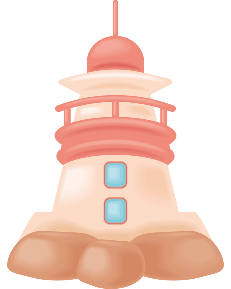 lighthouse on rock stones island cartoon png