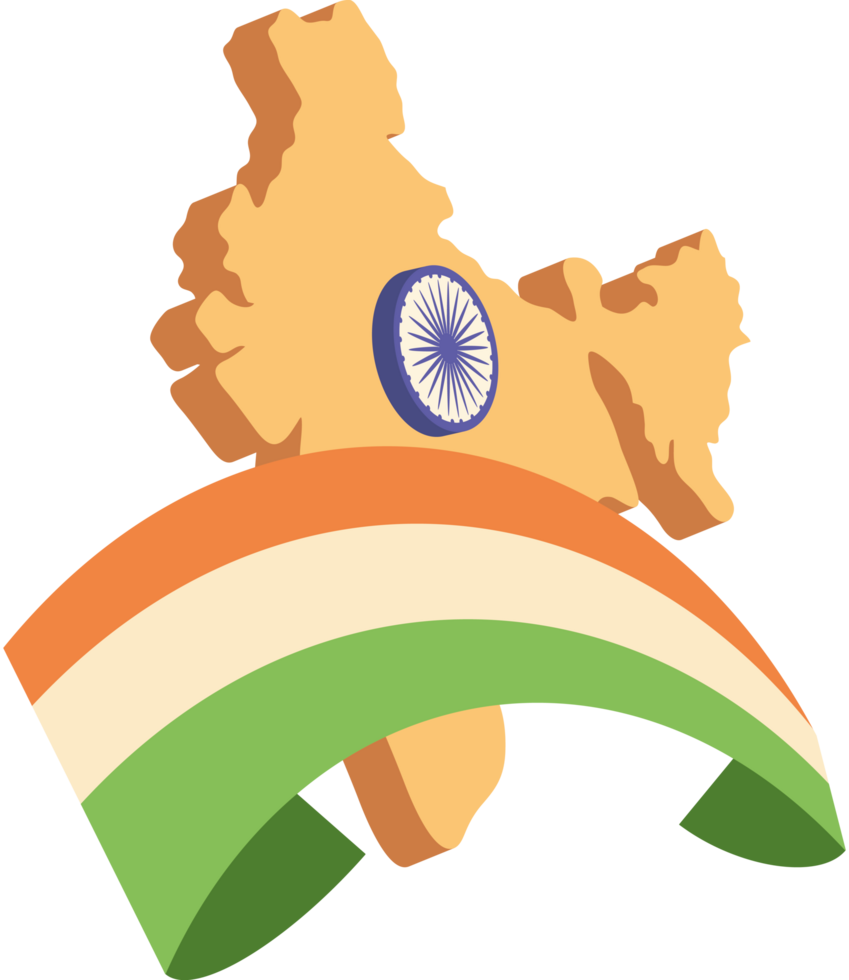 republic day of india wavy flag on map png