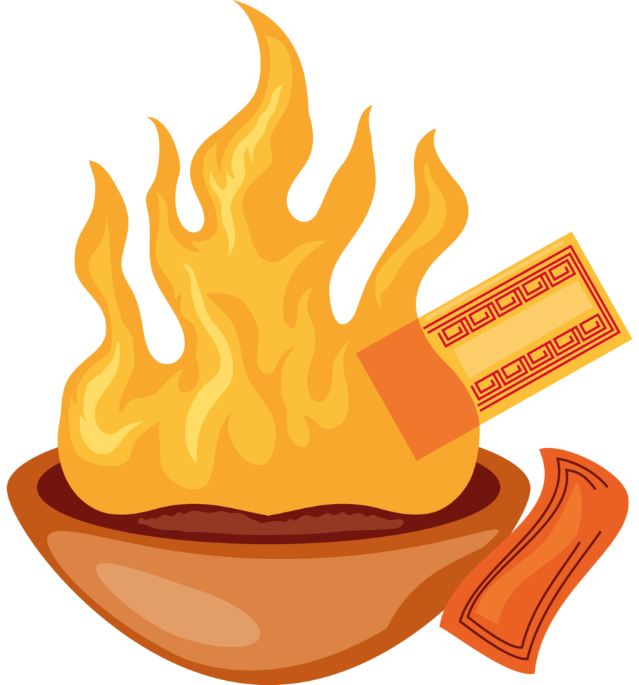 bowl with fire and paper png