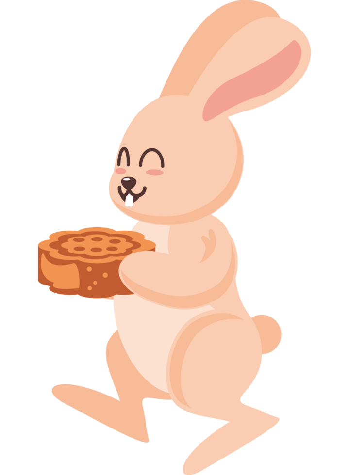 rabbit eating moon cake png