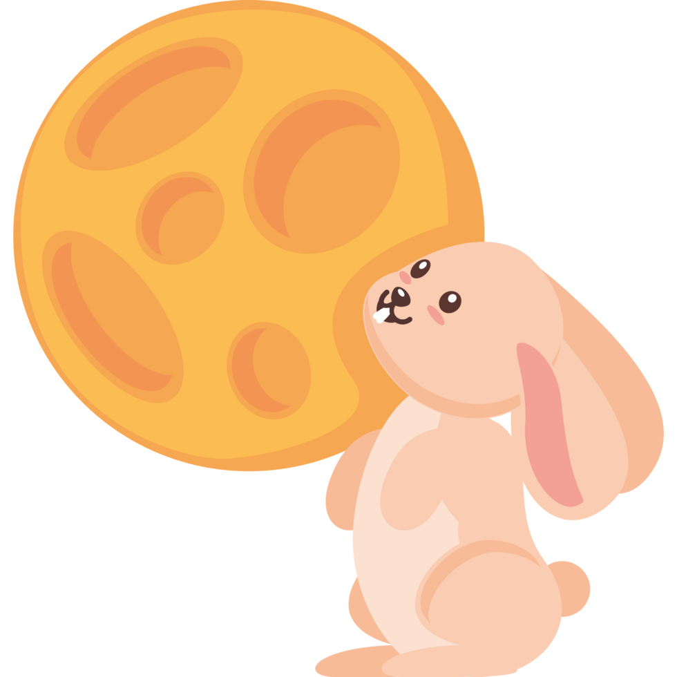 rabbit and full moon of mid autumn png