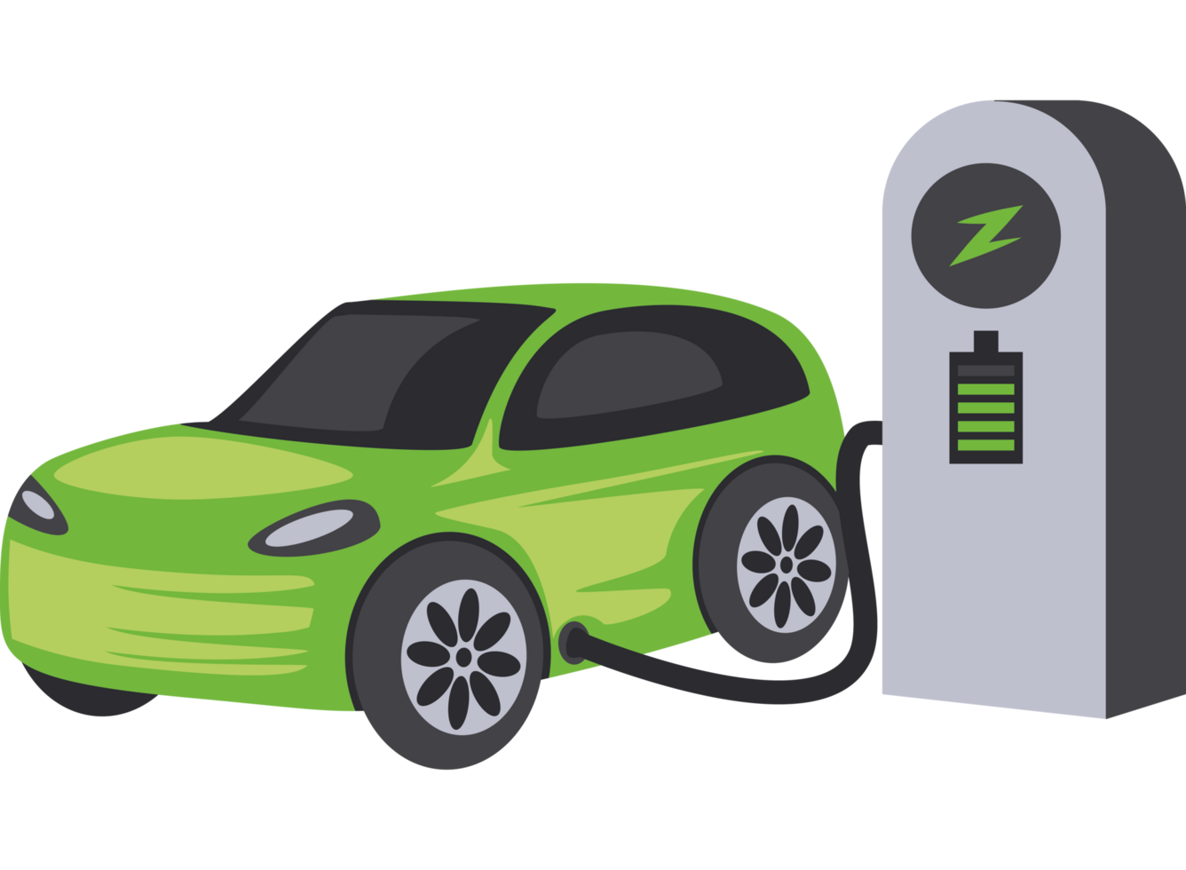 electric car at charging station png