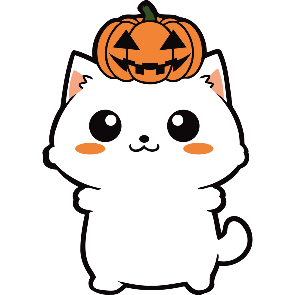 Halloween animal de compagnie blanc chat avec citrouille png
