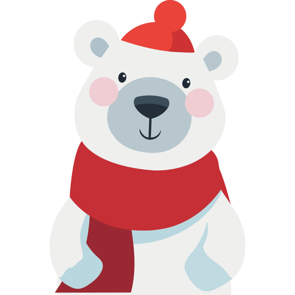 christmas bear wearing scarf png
