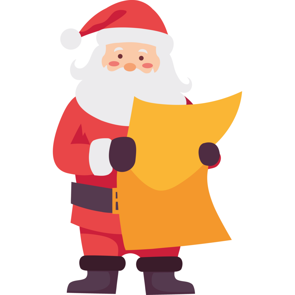 santa claus holds wish list png