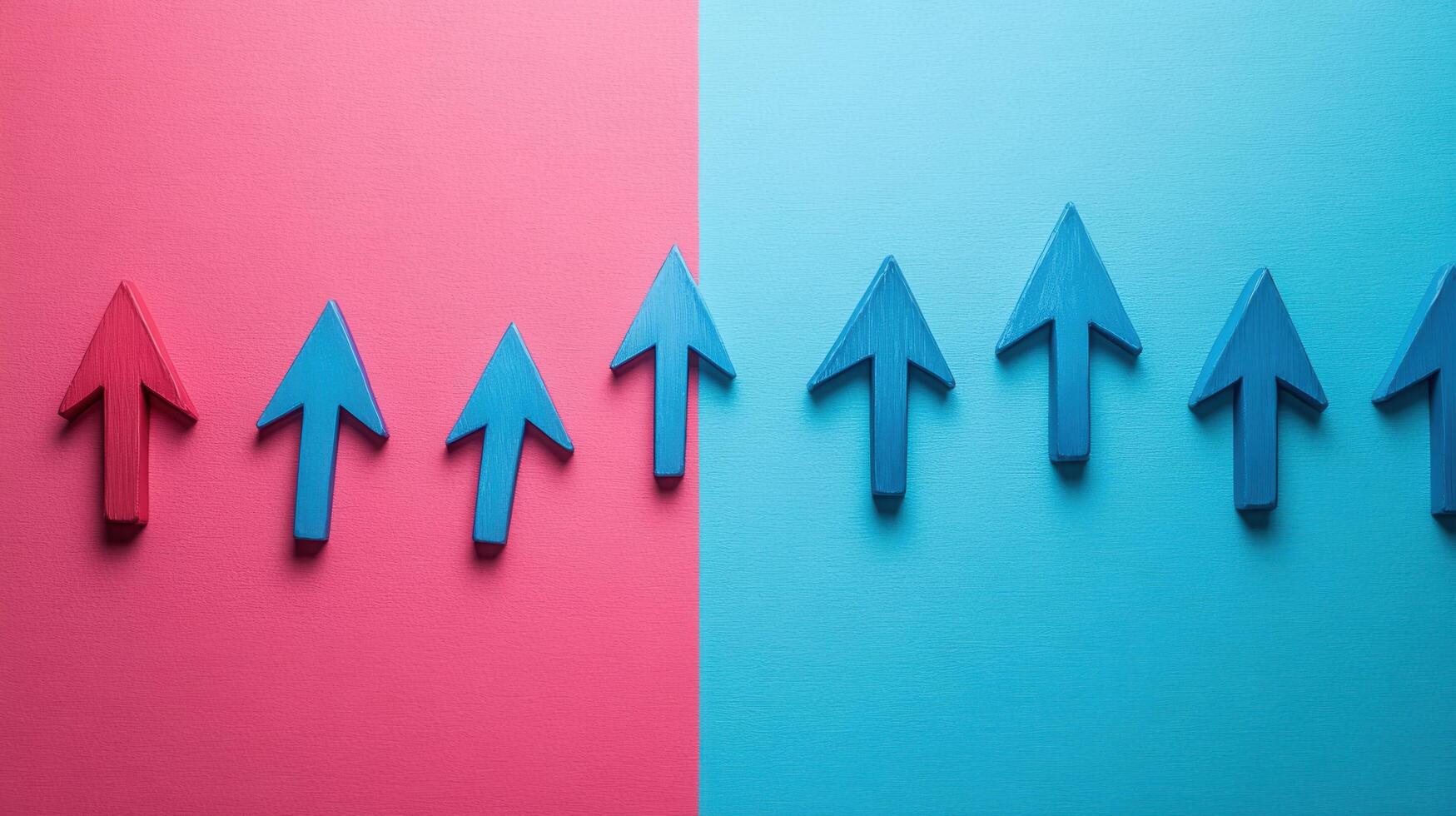 Colorful Arrows on Pink and Blue Background Symbolizing Direction, Choice, and Progress in Business and Personal Development photo