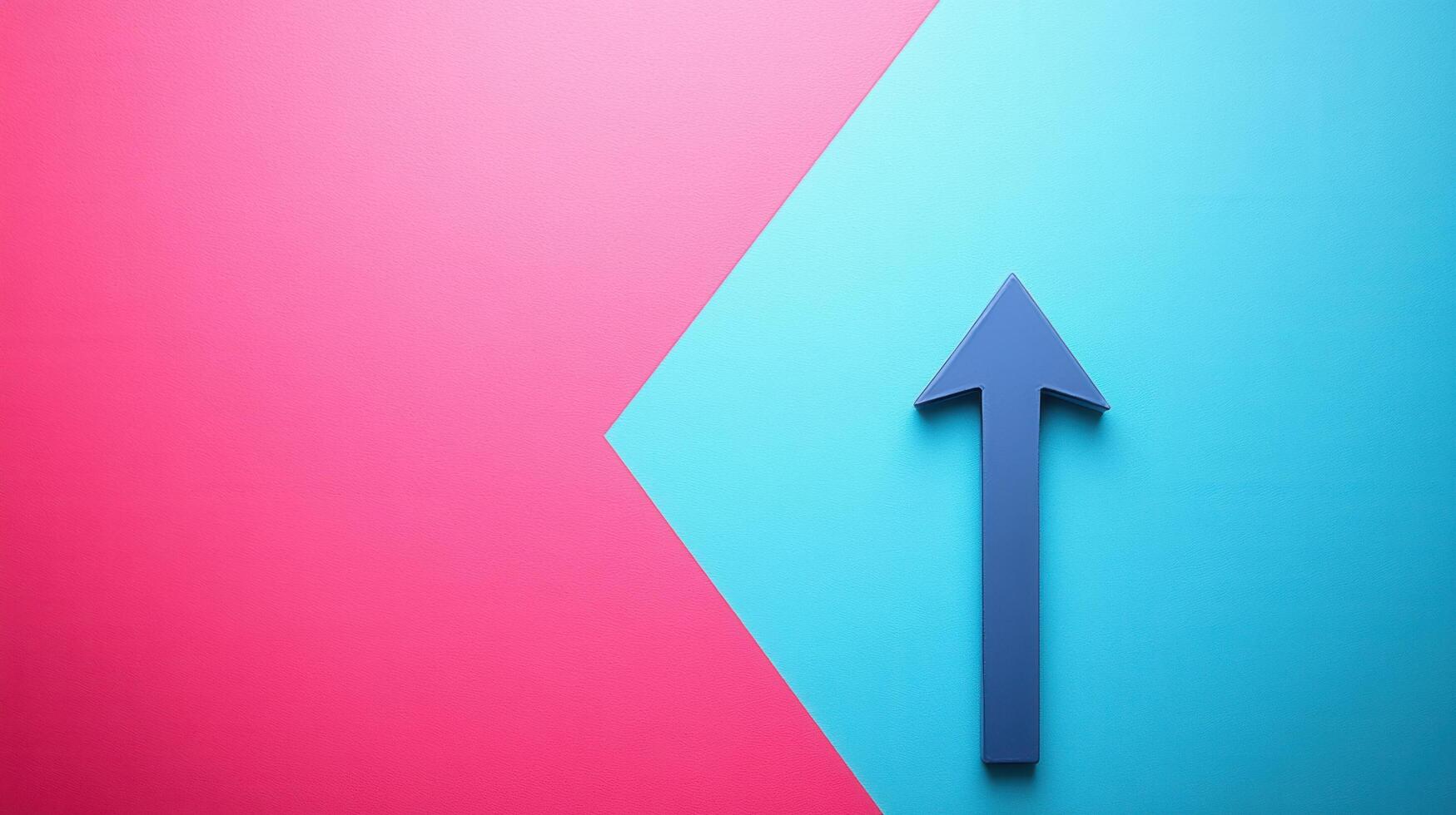 Colorful Abstract Background with Blue Arrow Pointing Upwards on Pink and Blue Split Background photo