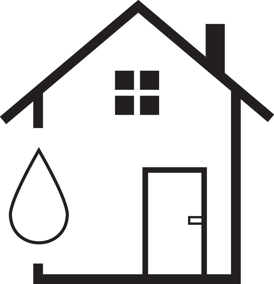 a house with water sign, house water concept icon vector
