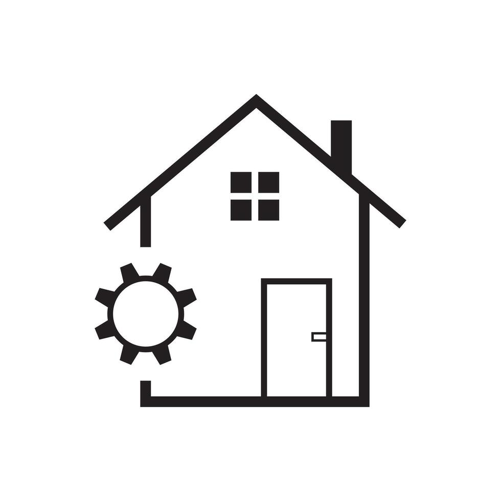 house with gear icon vector