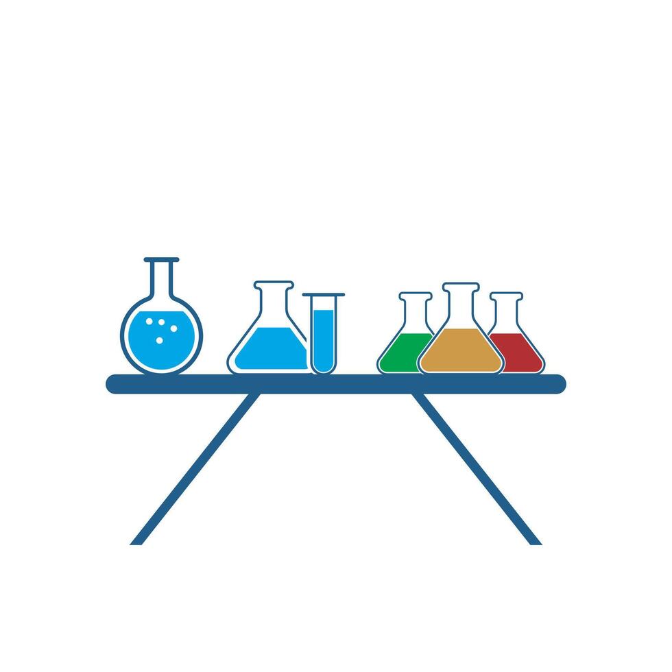 a table with chemical tubes on it vector