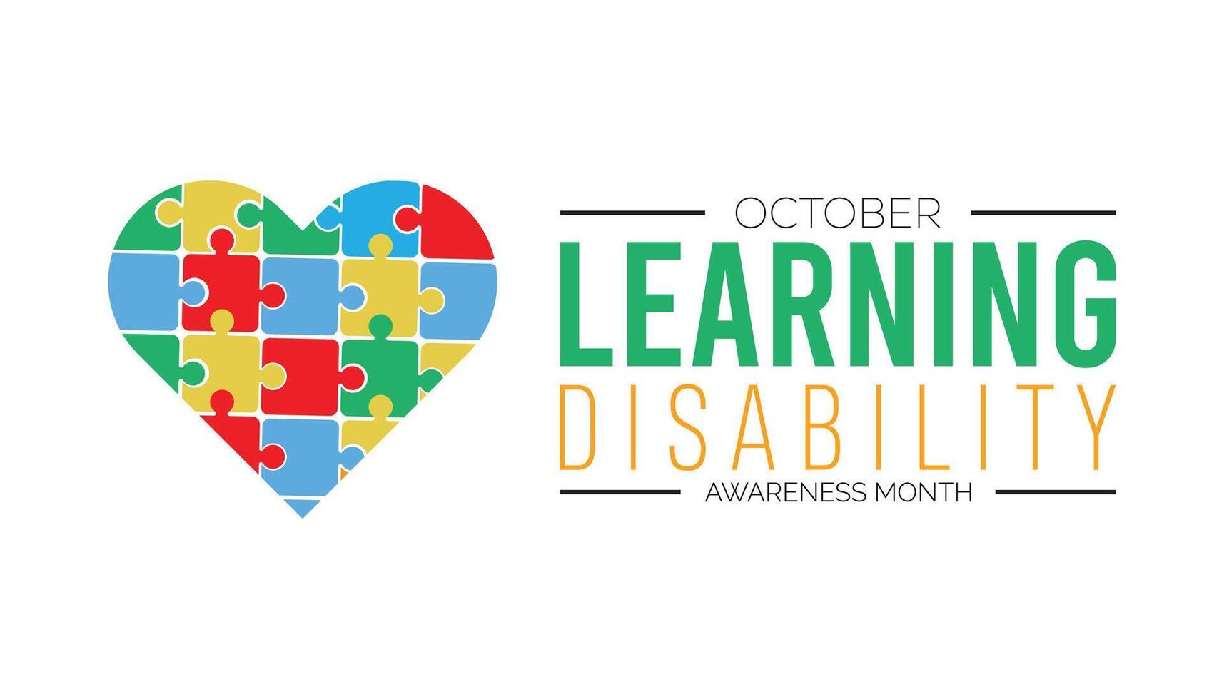 Learning Disability Awareness Month is observed every year on October. Holiday concept background, placard, banner design template illustration background design. vector