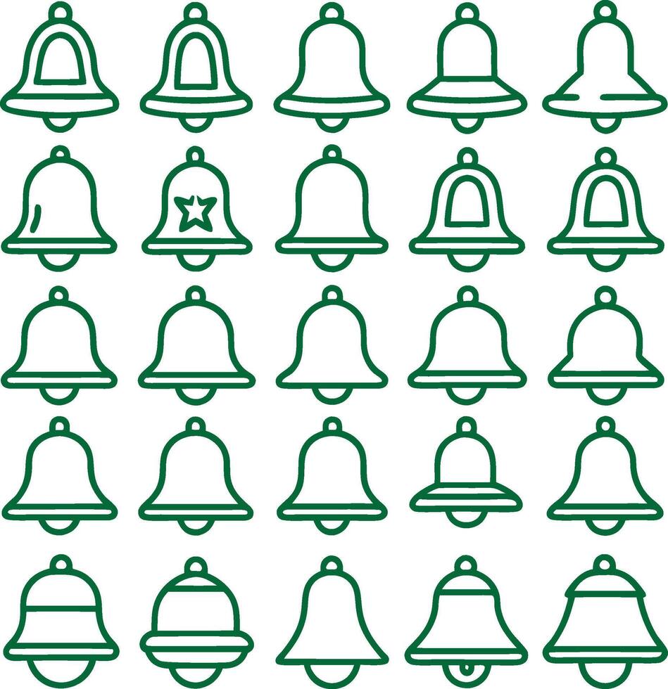 a set of bells in green on a white background vector