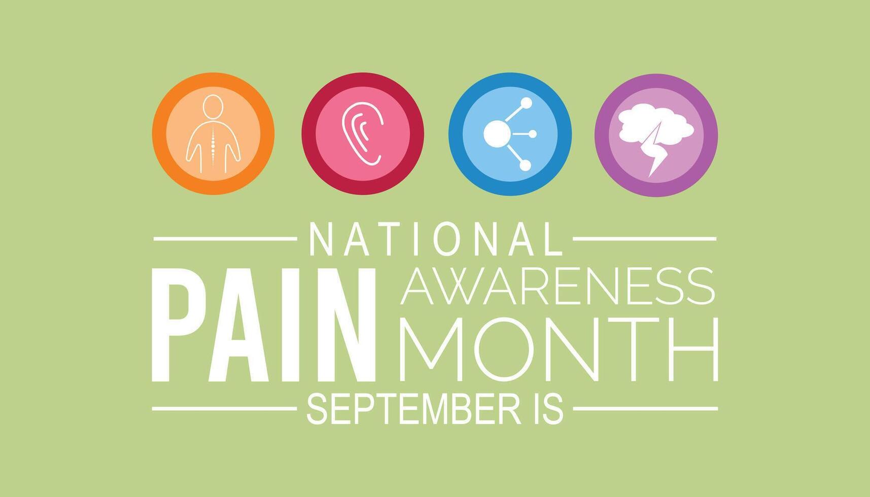 Pain awareness month is observed every year on September.Holiday concept background, placard, banner design template illustration background design. vector