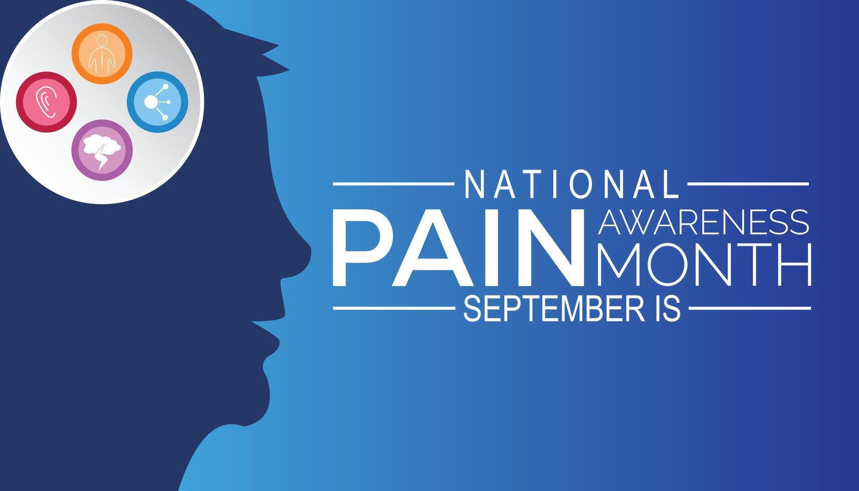 Pain awareness month is observed every year on September.Holiday concept background, placard, banner design template illustration background design. vector
