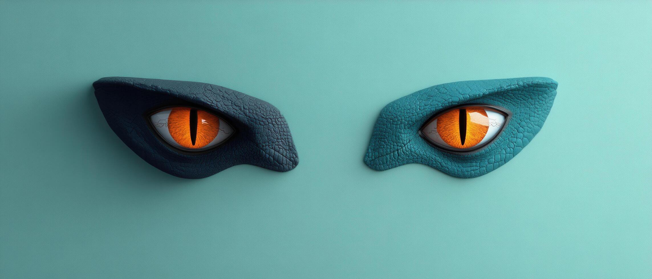 Mysterious Reptilian Eyes on Turquoise Background Captivating and Intriguing Animal Gaze photo