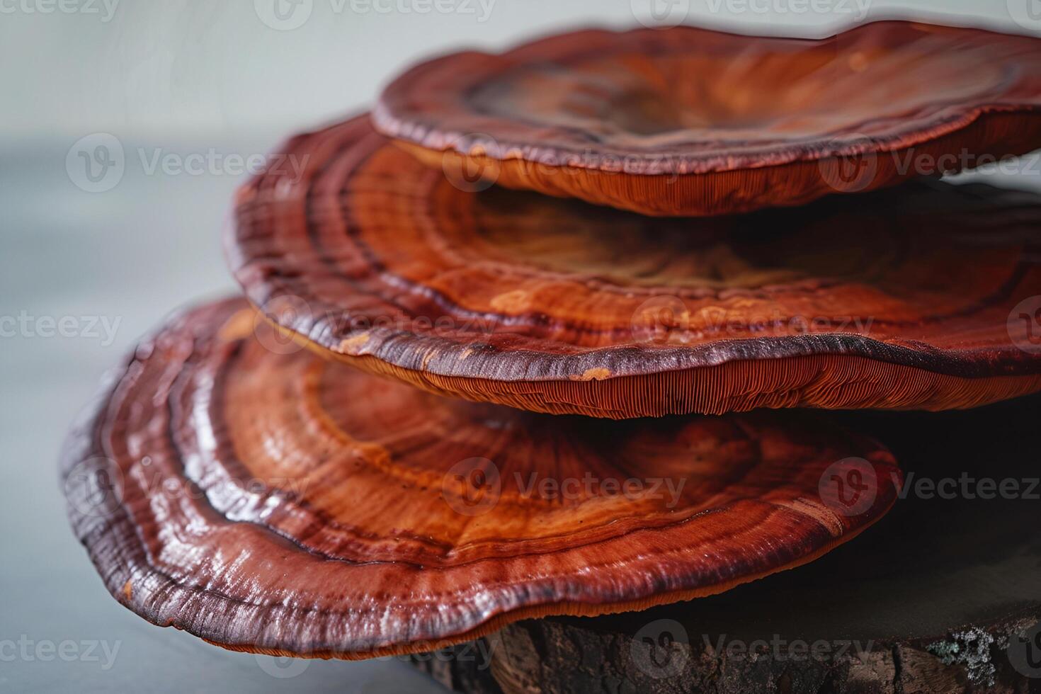 reishi mushrooms close up Ganoderma lucidum Translucid or lingzhi mushroom therapy Traditional Chinese Medicine photo