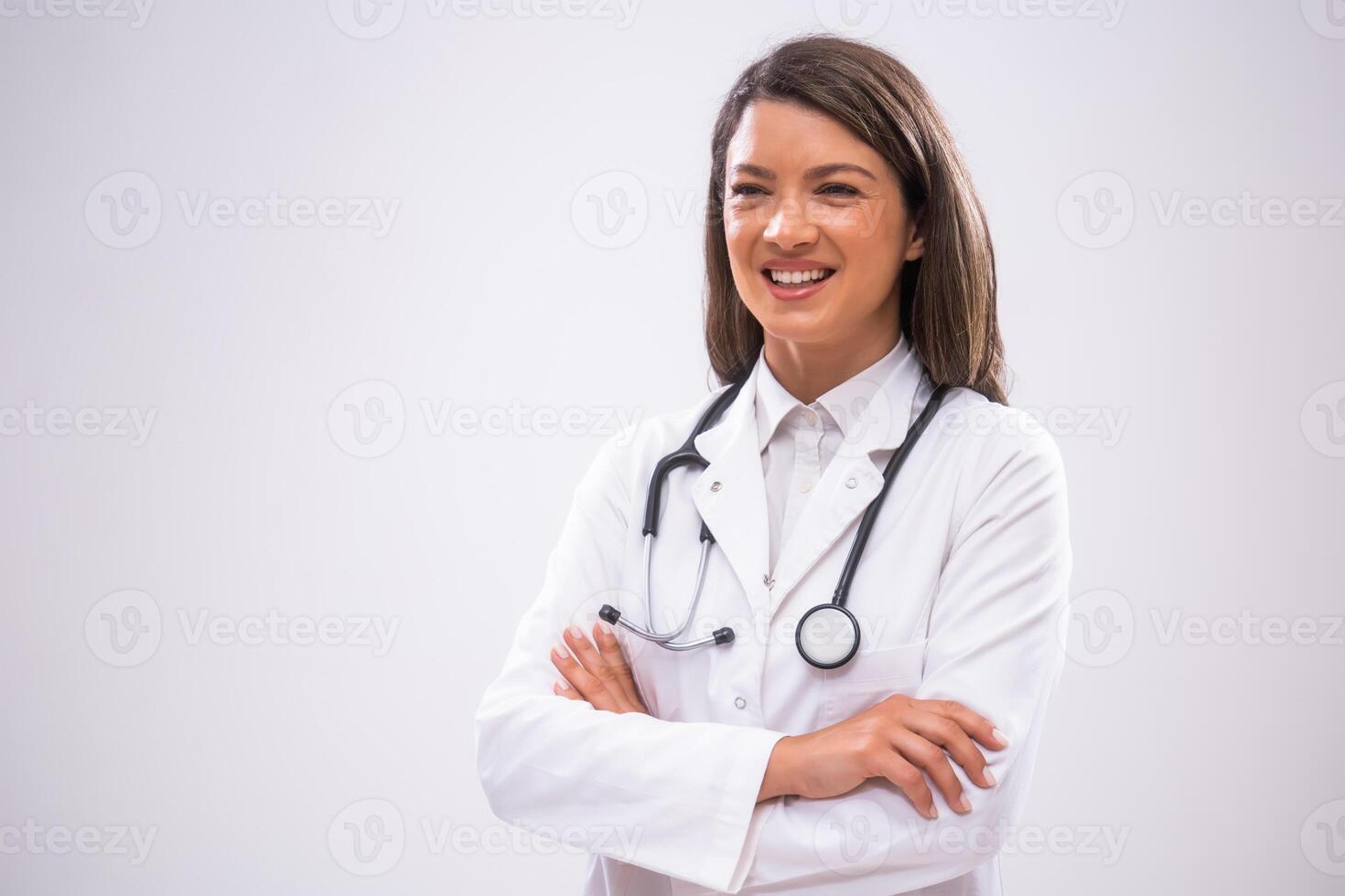 Portrait of doctor who is happy after successful treatment. photo