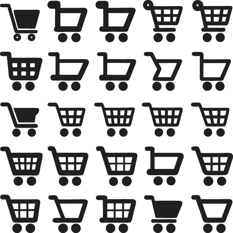a set of black shopping cart icons vector
