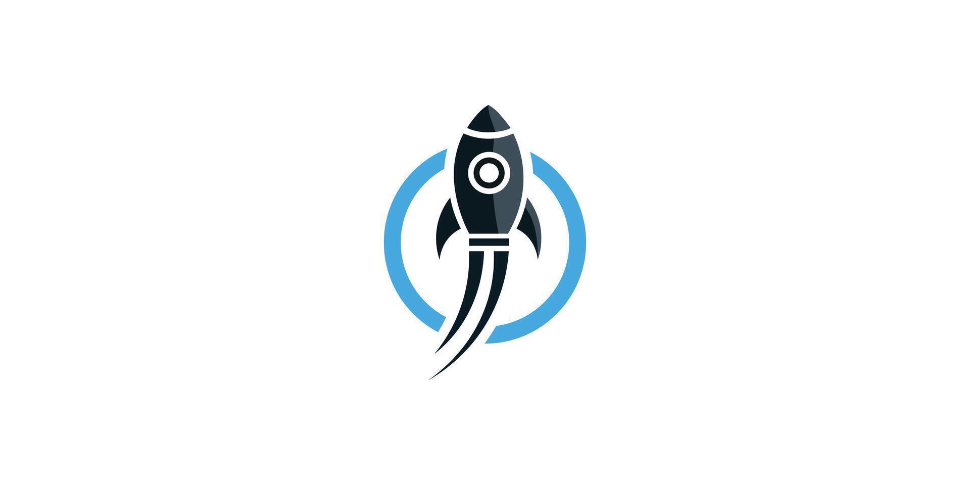 Rocket Launch Icon Modern Spacecraft in Blue Circle Logo Design vector