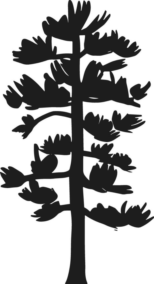 Lone pine tree silhouette vector