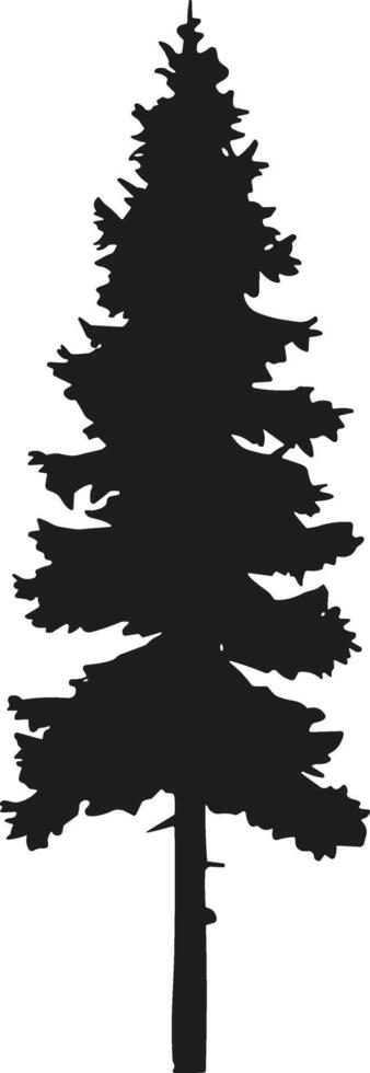 Lonely pine tree silhouette vector