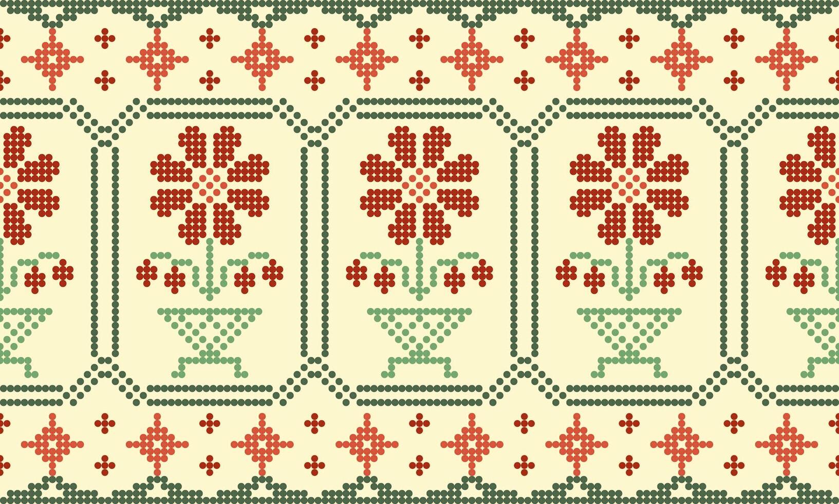 a detailed pattern composed of dot designs,flower pattern red color. vector