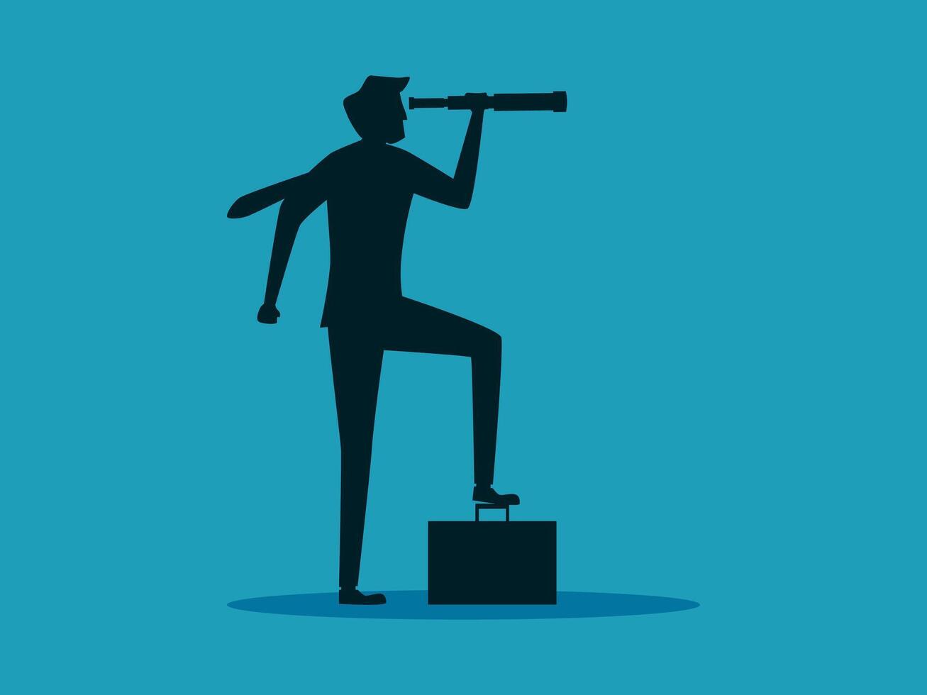 silhouette of businessman looking through binoculars vector
