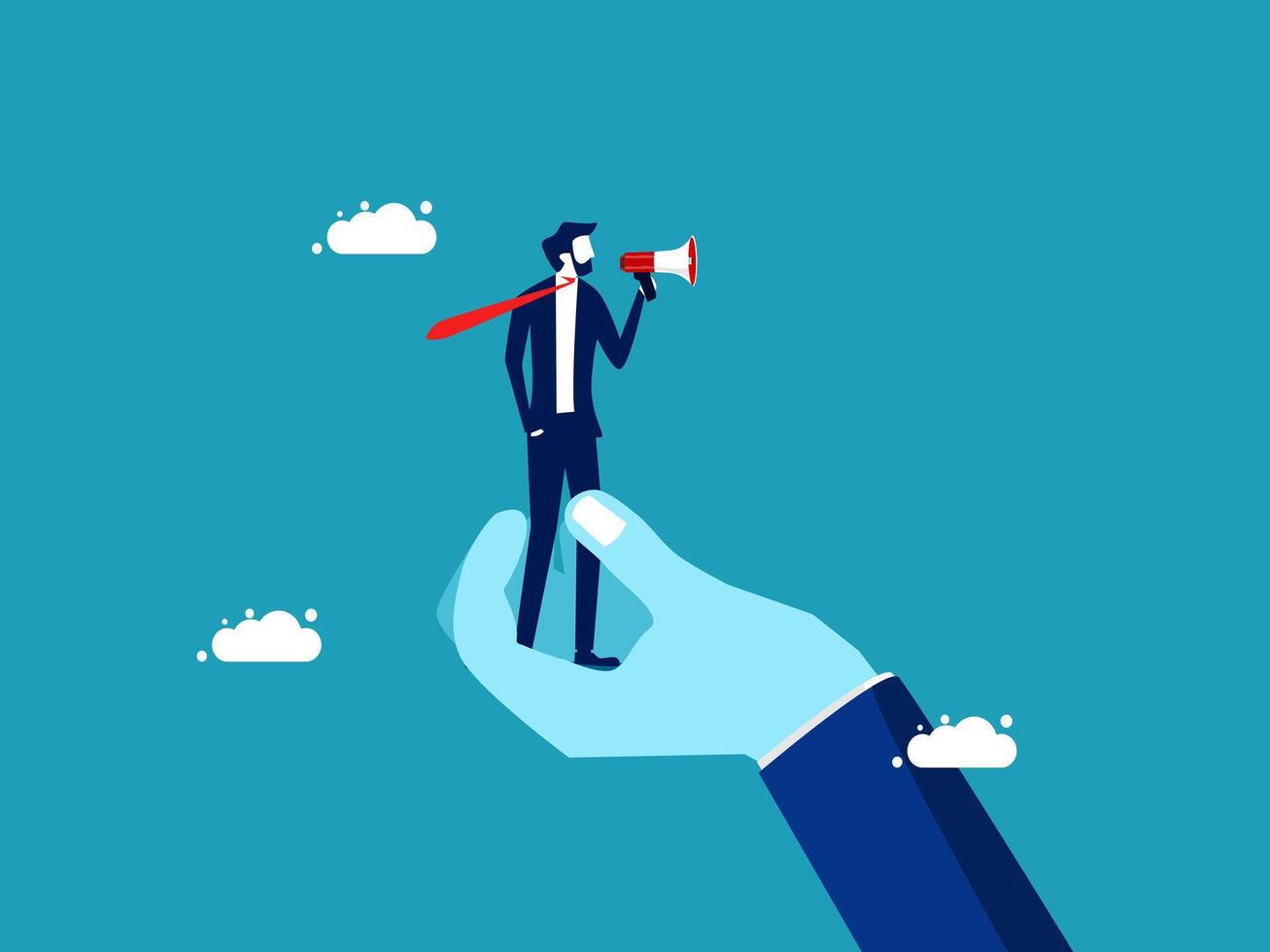 businessman with megaphone on hand, business concept vector