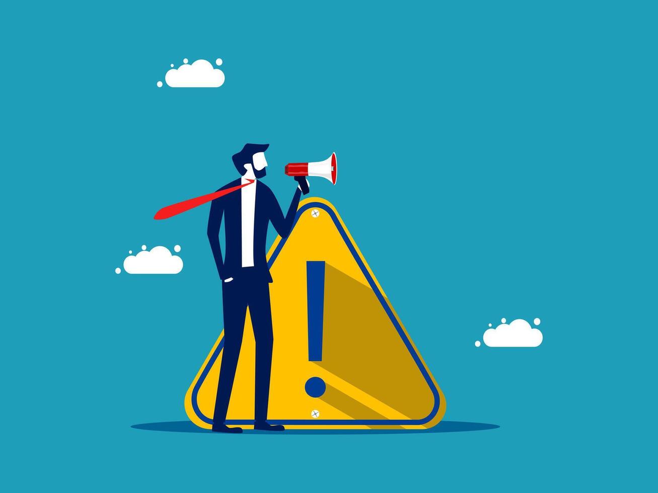 businessman with megaphone and warning sign vector