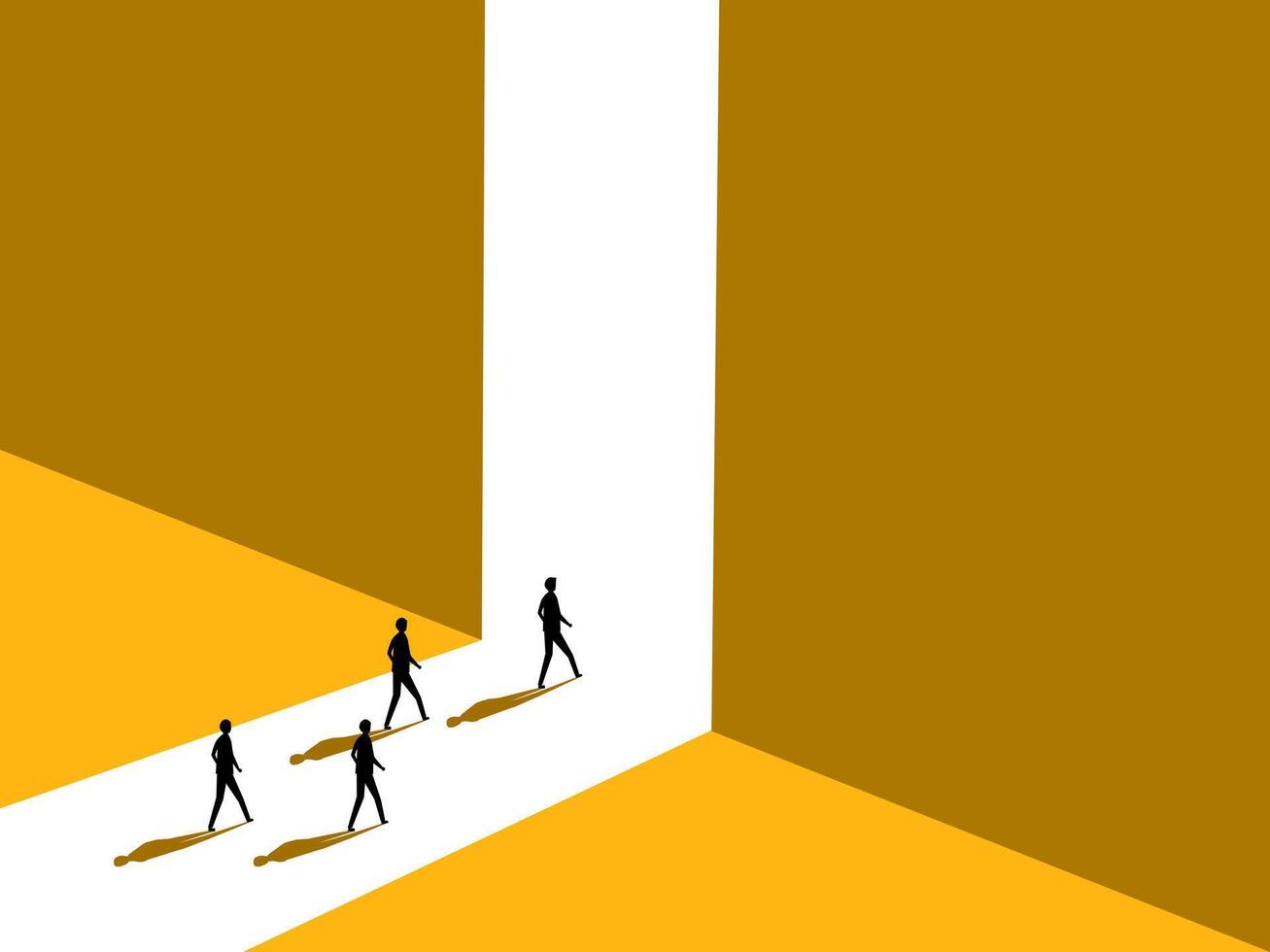 Leaving work. Employee walks to the exit door vector