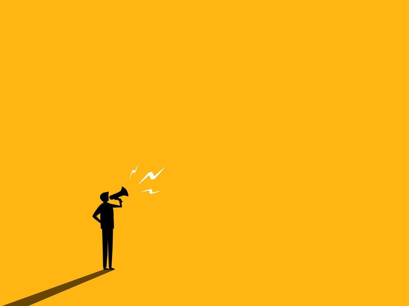 Marketer holding a megaphone making an announcement vector