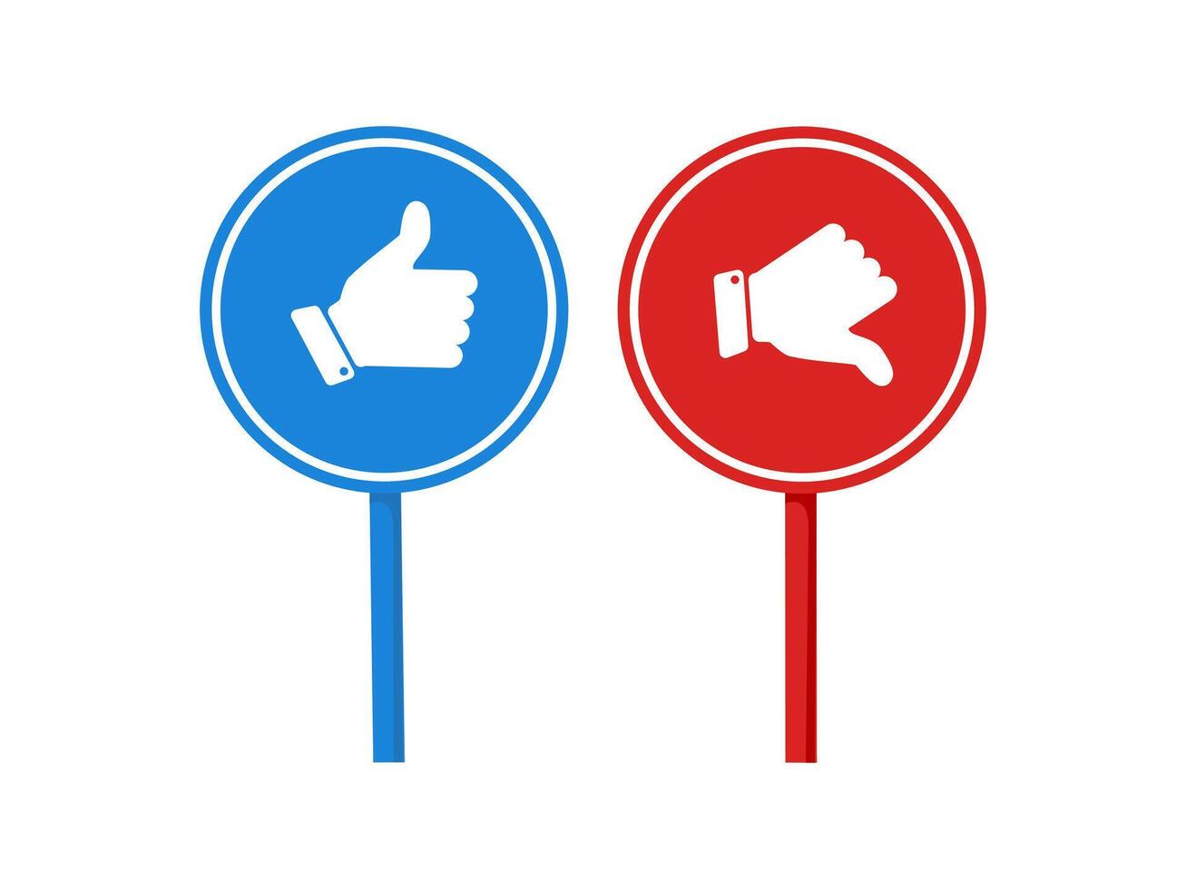 two thumbs up and thumbs down signs on a white background vector