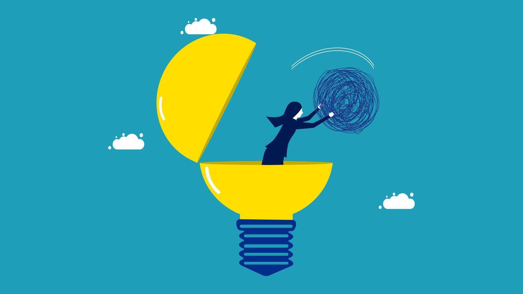 a person is holding a light bulb with a finger inside vector