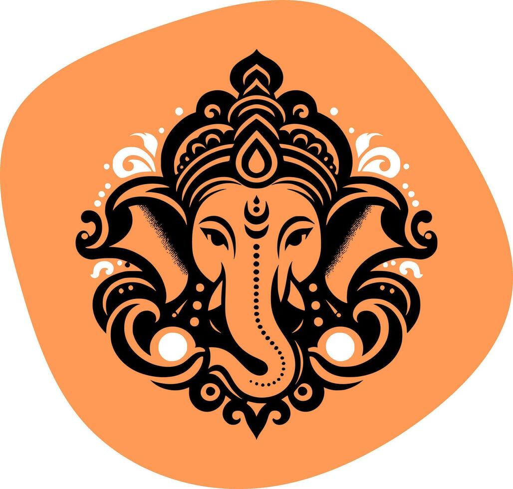 Ganesha Face Outline Divine Digital Art vector