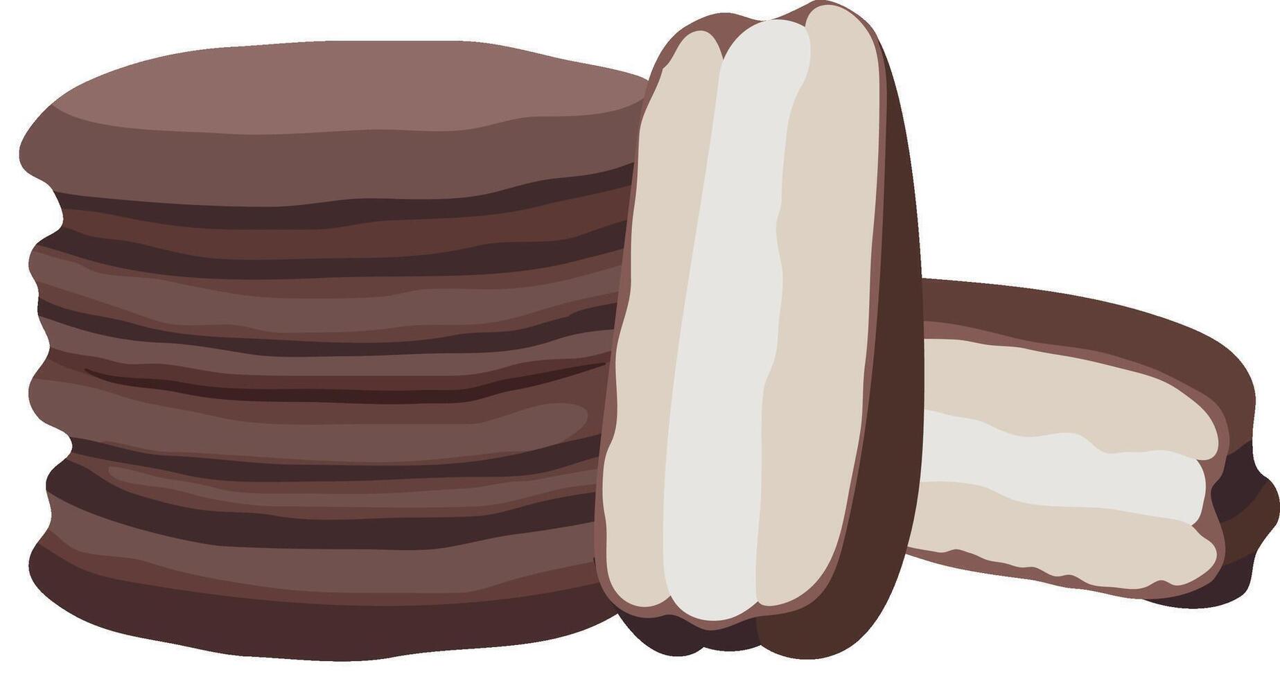 Chocolate Sandwich Biscuit Snack Isolated on White Background vector