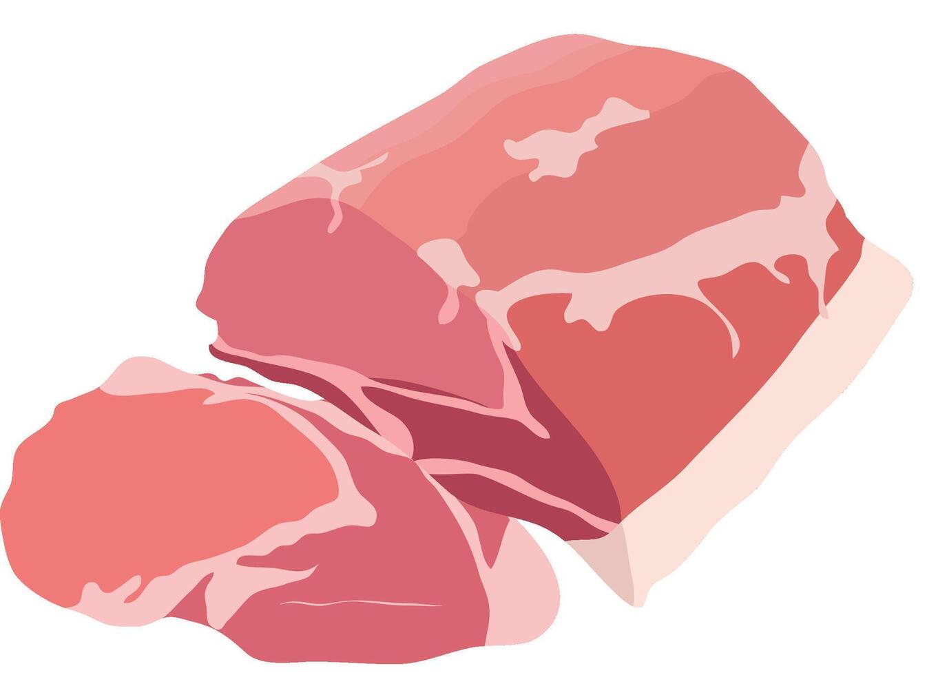 Raw Pork Meat with Sliced Isolated on White Background vector