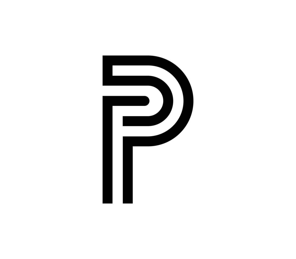 P monoline monogram logo design, RP logo vector
