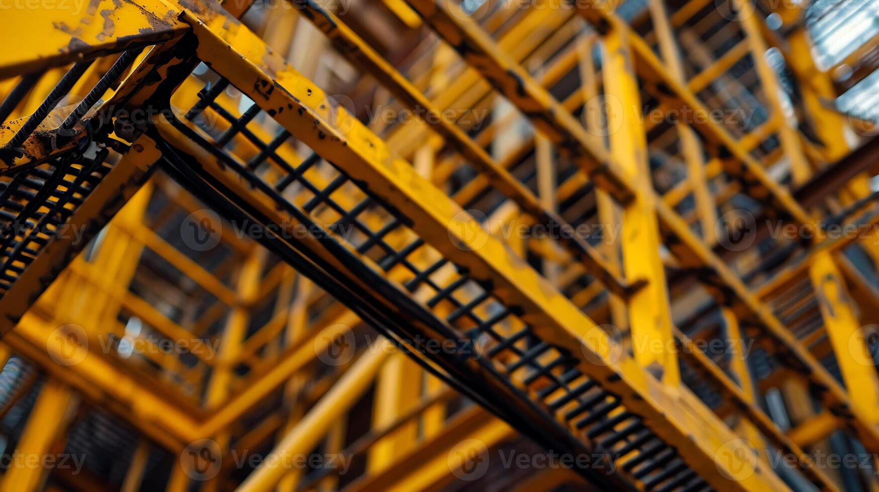 Close-up of a Yellow Forklift's Lifting Mechanism photo